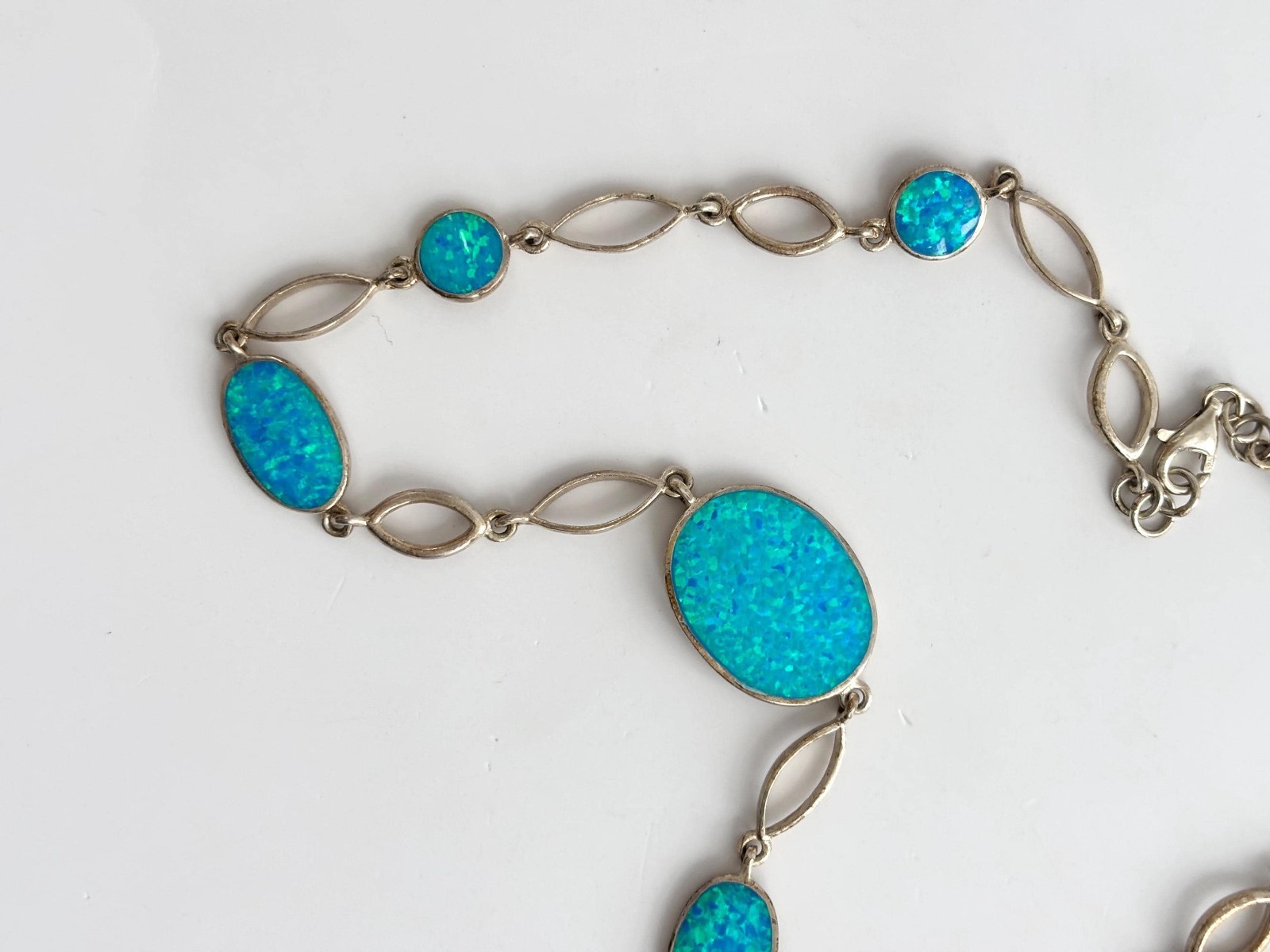 Blue Opal Gemstone Solid Sterling Silver 925 Vint… - image 5