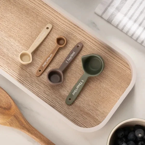 SALE ❀ڿڰۣ❀ THE EDITED LIFE Four BROWN MIX DESIGN Stoneware MEASURING SPOON SET