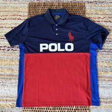 Polo Ralph Lauren Performance Stretch Polo Golf Shirt Red Blue Men's XL