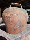 Antique Rustic French Alpine Hand Hammered Iron Cow Bell  With Bronze Plating  — photo 1