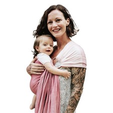 Nalakai Luxury Ring Sling Baby Carrier Soft Linen Blend Baby Sling, Pink Sunset