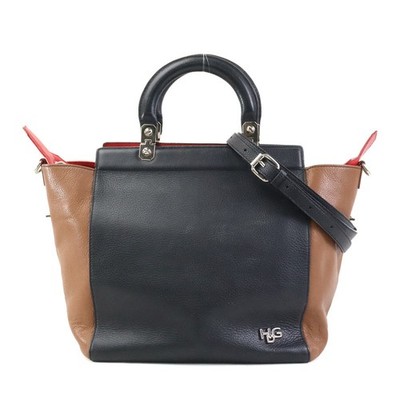 Auth GIVENCHY Handbag Shoulder Bag Black/Brown/Red Leather - r10426a