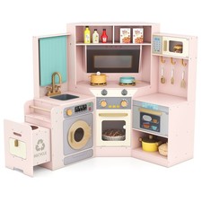 Corner Kitchen w/ Lights and Sounds Interactive Wooden Playset for Ages 3 