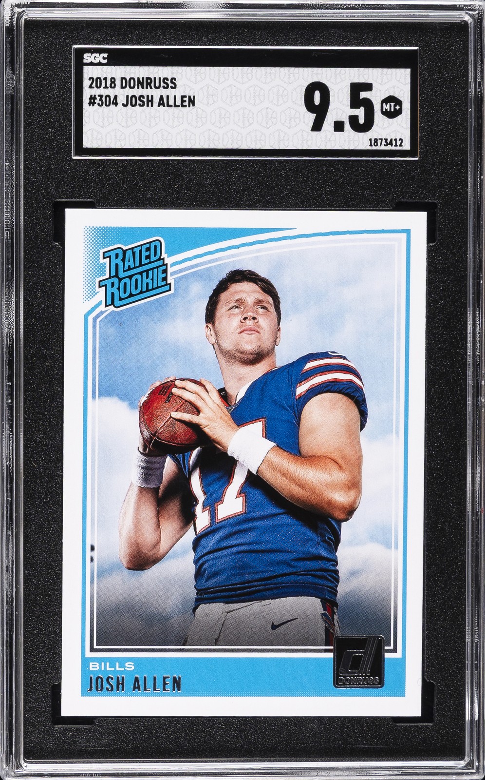 2018 PANINI DONRUSS #304 JOSH ALLEN ROOKIE RC SGC 9.5 view 1