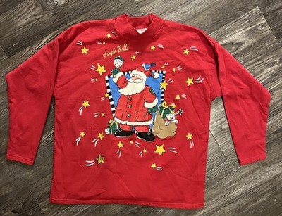 Vintage Ugly Christmas Sweater 90s Santa Claus Turtle Neck VTG 1990s Rare XL