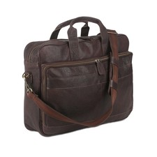 Leather 18 Inch Laptop Messenger Bag for Men  Women, Office Briefcase Brown