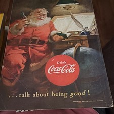 Coca-Cola 1951 Original Print Advertisement Santa Claus Red Brown White Soda