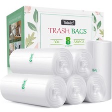 8 Gallon 330 Counts Strong Trash Bags Garbage Bags by Teivio, Bathroom Trash ...