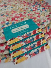 Four ~ Pioneer Woman Sweet Rose 15” Round Braided Cotton Cottage Placemats ~ New