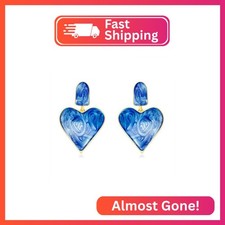 Handmade Heart Dangle Drop Earrings for Women Girls Colorful S925 Sterling Silve