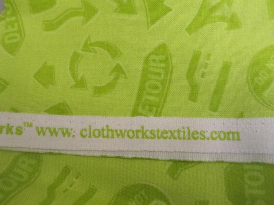 Cotton Fabric On The Go Clothworks Traffic Signs Lime Green 2 pieces 12&18" x 44 - Image 4 of 4