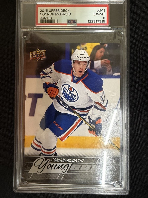 2015 UPPER DECK #201 CONNOR MCDAVID YOUNG GUNS JUMBO RC ROOKIE PSA 6