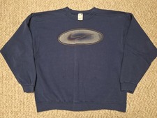 Vintage 90s Nike Navy Blue Big Swoosh Logo Crewneck Sweatshirt Size XL
