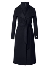 NEW, Soia & Kyo Ilana Belted Wool Coat in Black Size L #W124