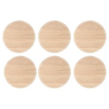 6" Dia 6Pcs Crochet Basket Bottom,Wood Color