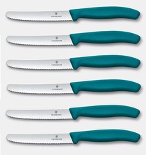 6 x Victorinox Knifes GREEN Steak Knife set Swiss Cutlery NEXT DAY DELIVERY 