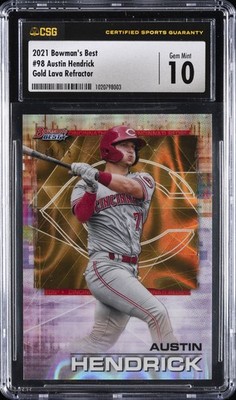2021 BOWMAN'S BEST GOLD LAVA REFRACTOR #98 AUSTIN HENDRICK CSG 10 GEM MINT