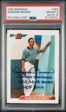 1992 Bowman #302 Mariano Rivera RC card signed inscribed PSA DNA 8 10