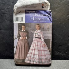 UNCUT Simplicity 7212 Fashion Historian Civil War Victorian Dress Pattern 6-12