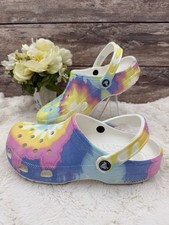 Crocs Classic Multi Color Tie Dye Graphic Pastel Clog Shoes Unisex Wm 9/ M7