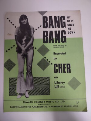 Vintage Cher 1960s Bang Bang My Baby Shot Me Down Cher Bono Sheet Music