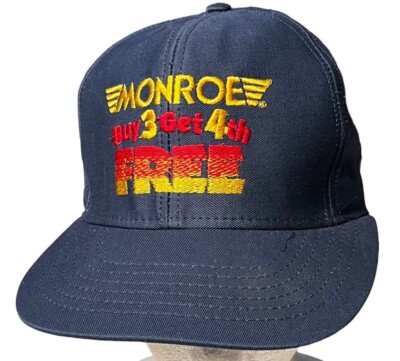Vintage Monroe Shocks & Struts Hat Snapback Buy 3 Get 4th Free Blue Made In USA