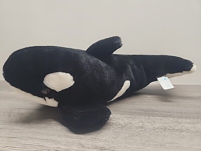 Orca Whale Plush Smithsonian Oceanic Collection Black White 1996 Sound Prints