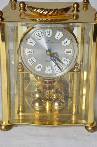 Hamilton Carriage Clock Mantle Brass Anniversary, West Germany Quartz Glass Case - Picture 2 of 7