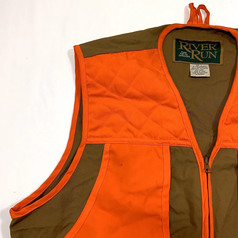 River Run Hunting Vest Large Orange Padded Shoulders Pockets - Image 3 of 4