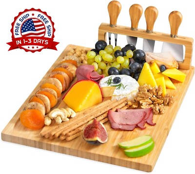 Juego Tabla De Quesos Bandeja De Madera Para Embutidos Set De Regalo Perfecto