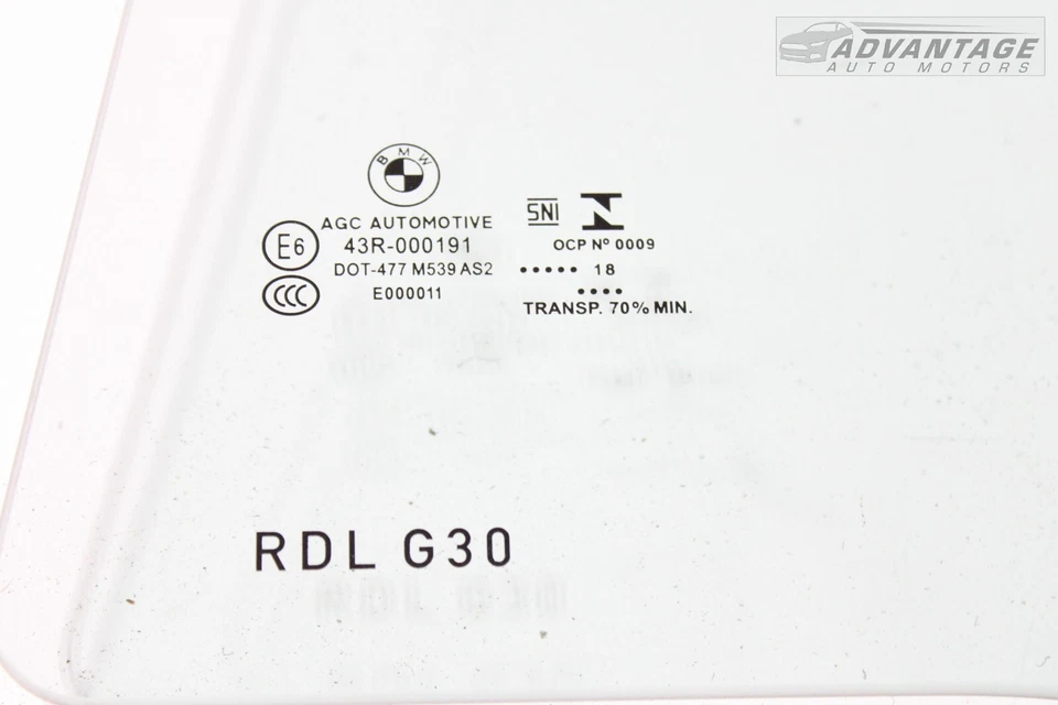 2017-2020 BMW 530I G30 REAR LEFT SIDE DOOR WINDOW GLASS 43R-000191 OEM - Image 3 of 4