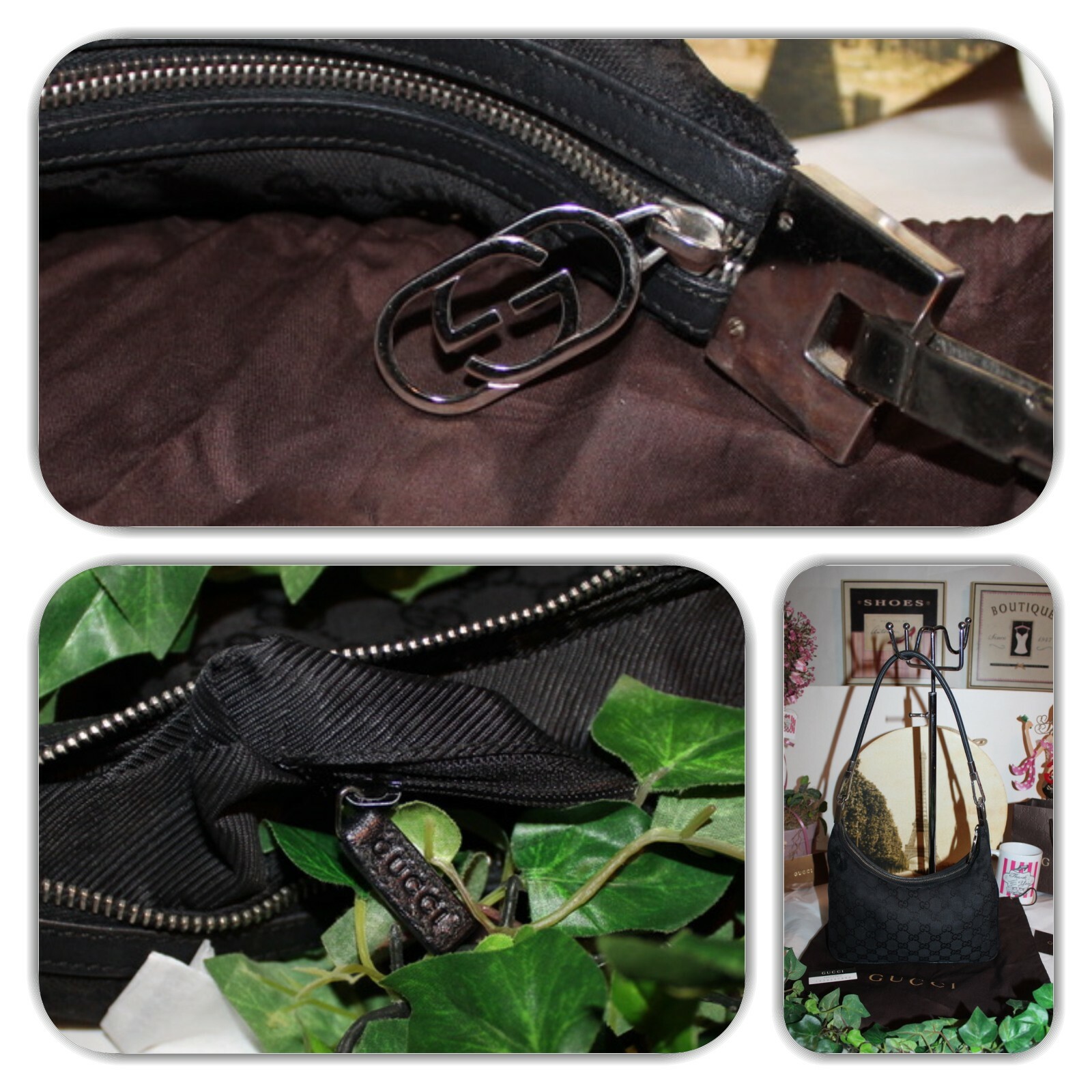 ALLURING GUCCI BLACK GG MONOGRAM SMALL HANDBAG! - image 9