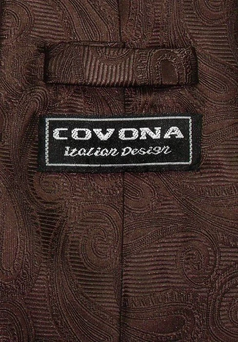 Corbata para hombre COVONA MARRÓN CHOCOLATE color PAISLEY corbata para hombre para esmoquin o traje Foto 2 de 2