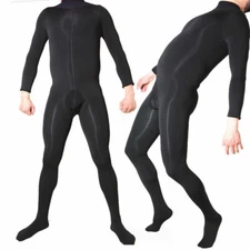  Women Men 500D Full Bodyhose Bodystocking High Collar Bodysuit Catsuit Jumpsuit