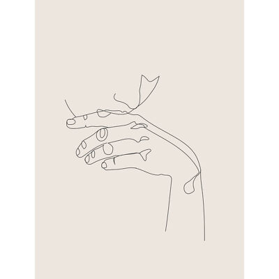 Linienzeichnung Handdenken Minimalistisch Wandkunst Leinwanddruck 18 x 24 Zoll