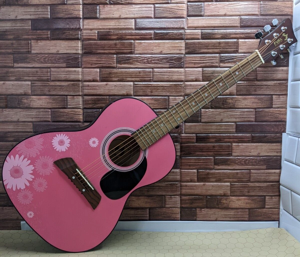 6 String Acoustic Guitar Fuel by First Act Pink Sunflower Daisy EL3036 06 19 09
