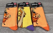 New With Tags Disney Lion King Crew Socks Lot of 3 Timon Pumba