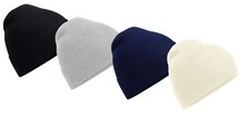 Beechfield Coton Bio Fin Tricot Noir Gris Blanc ou Bleu Bonnet Chapeau Ski
