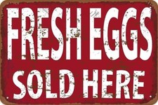 Rustic Chicken Egg Sign - Farm Fresh Eggs Sale - 12x8 Inch