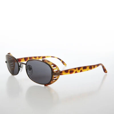 Gafas de sol Cyber Punk colorido escudo lateral vintage tortuga/cobre - misterio - Imagen 1 de 3