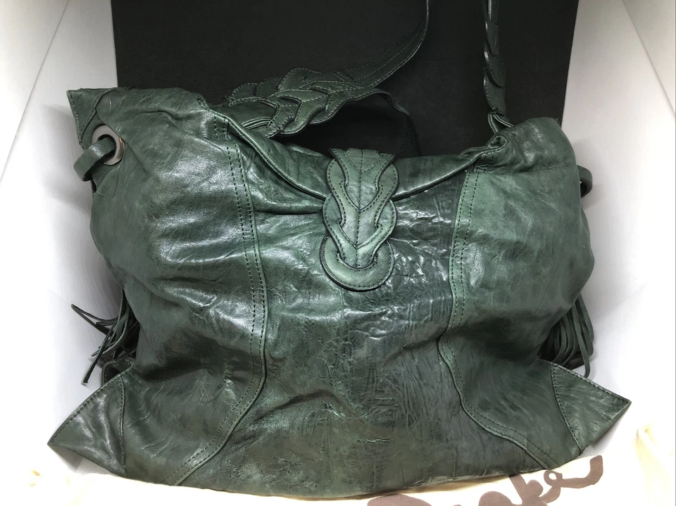 JUNIOR DRAKE ~ Verde *ATHENA* CUERO HOBO BOLSO BORLA DETALLES Foto 4 de 4