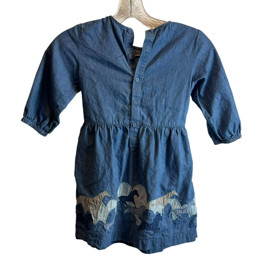 Stella Mccartney Kids Girls Denim Jeans Horses Dress 3/4 Sleeve Size 6 Years - Image 2 of 4