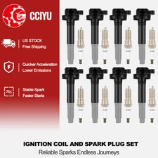CCIYU 8 Ignition Coil + 8 Spark Plug For 2017 Ford Mustang F-150 5.0L V8