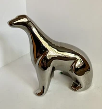 JARU Chrome Polar Bear Original 1970s Ceramic Silver Figure Vintage Orig Sticker