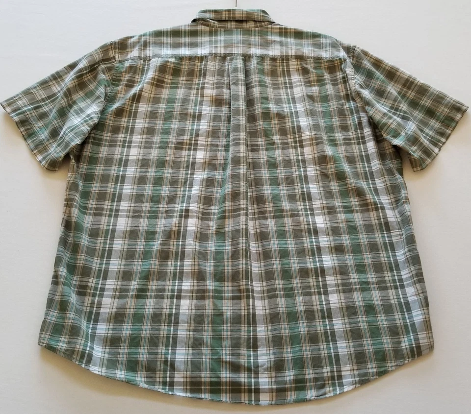 Camisa John Ashford Abotonada Hombre Extra Grande Verde Marrón Azul Cuadros Manga Corta Foto 3 de 4