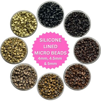 1000 Silikon Gefüttert Mikro Perlen Ringe Link Spitze Schleife Haarverlängerungen 4, 4,5 & 5 mm