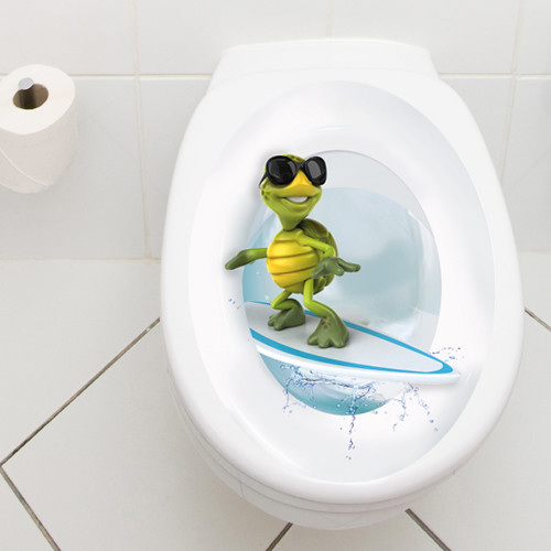 WANDKINGS WC Aufkleber Sticker "Schildkröte Surfing" Badezimmer Toilette Bad - Bild 1 von 3