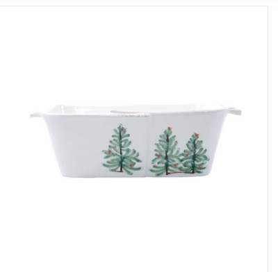 Vietri Lastra Holiday Loaf Pan NEW without Box