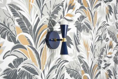 Mid Century Wall Sconce Navy Blue Brass Modern Industrial wall sconce light