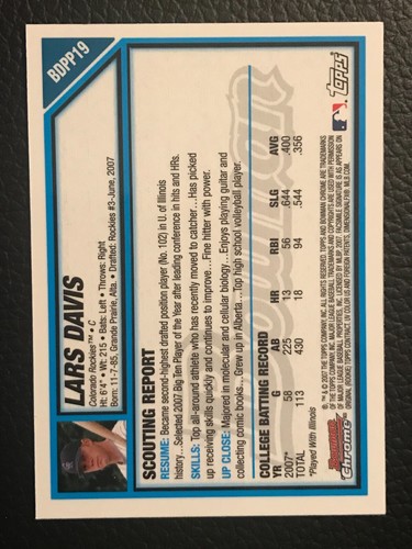 Béisbol Bowman Draft Picks & Prospect 2007 primera cromada - elige tarjetas - BDPP1 -80 - Imagen 28 de 104